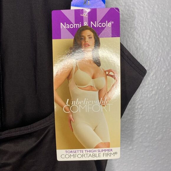 NWT New Naomi & Nicole Comfortable Firm Black Torsette Thigh Slimmer Size XL - Picture 3 of 10